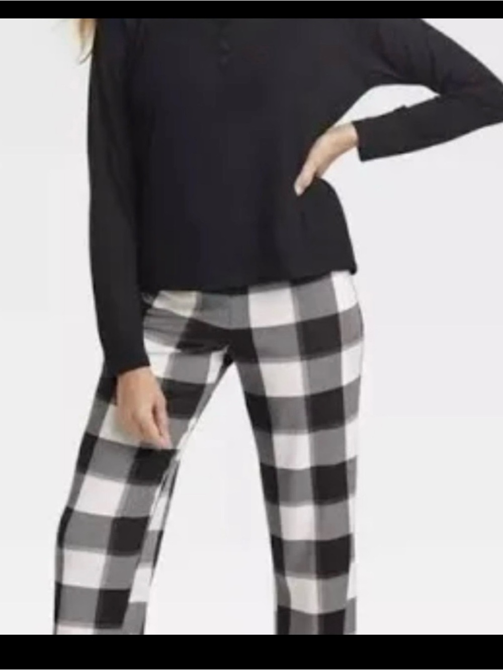 Black & White Buffalo Plaid Wide Leg Pants.